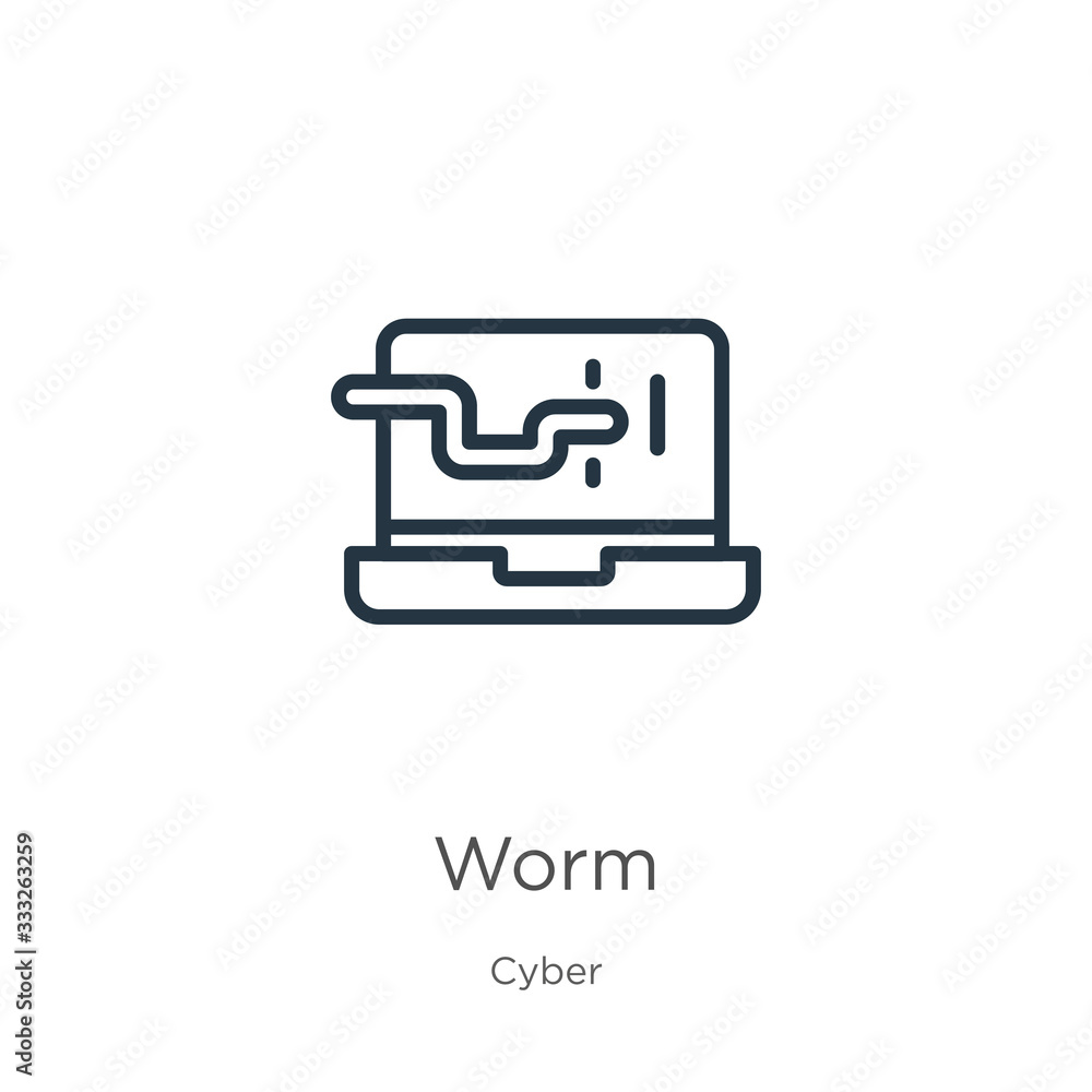 Poster worm icon. thin linear worm outline icon isolated on white background from cyber collection. line ve