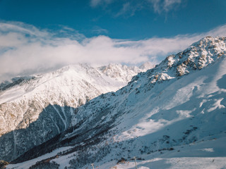 Winter view of Mulakhi valley, Svaneti Caucasus mountain, Georgia