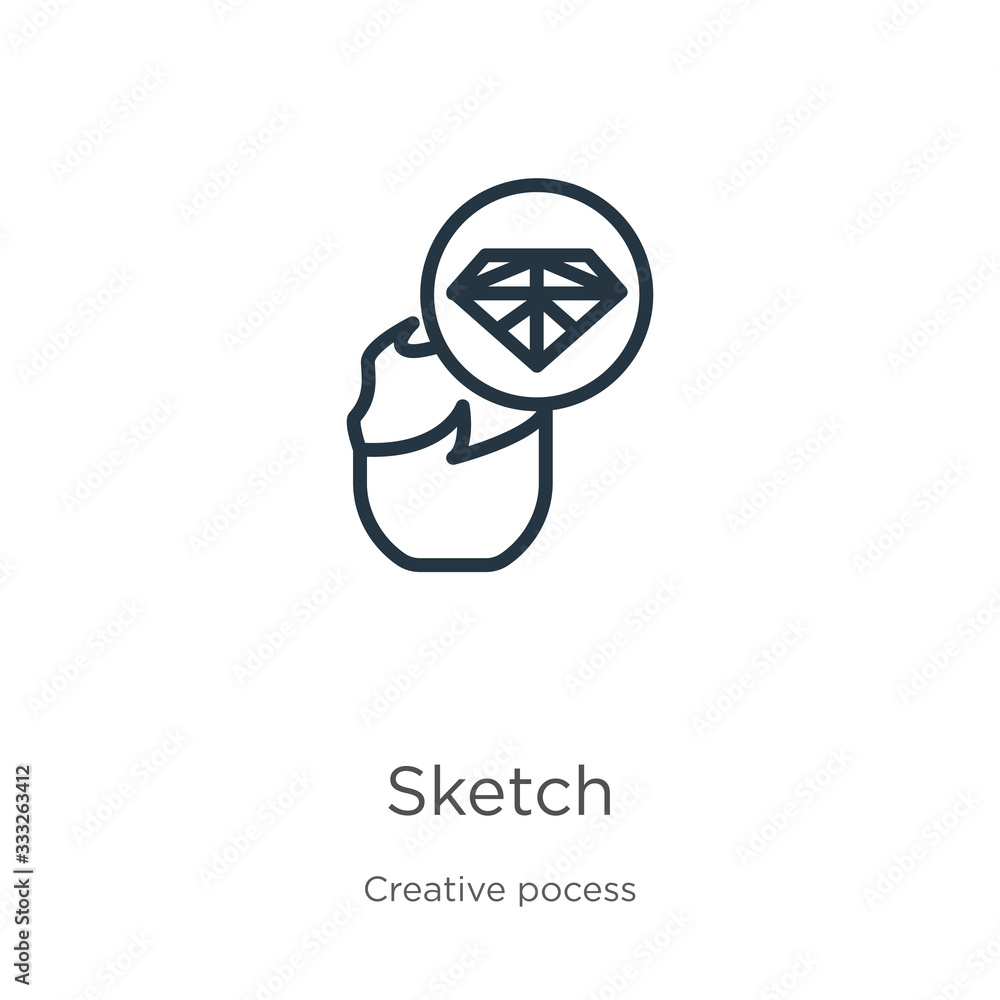 Poster sketch icon. thin linear sketch outline icon isolated on white background from creative pocess colle