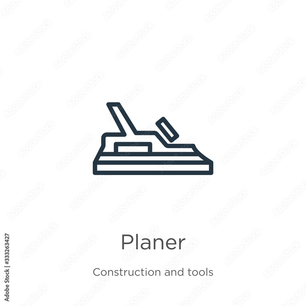 Poster planer icon. thin linear planer outline icon isolated on white background from construction and tool