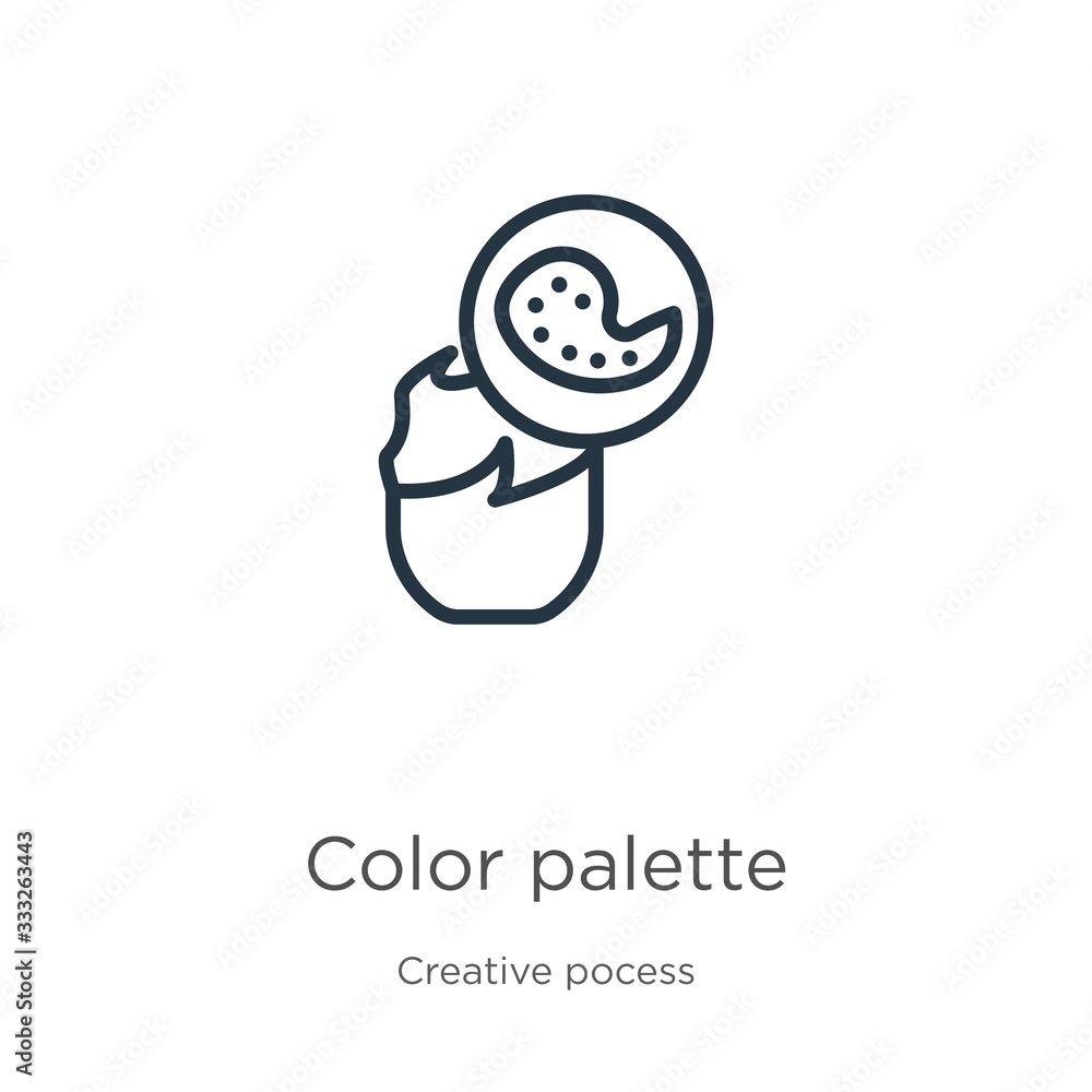 Poster color palette icon. thin linear color palette outline icon isolated on white background from creativ