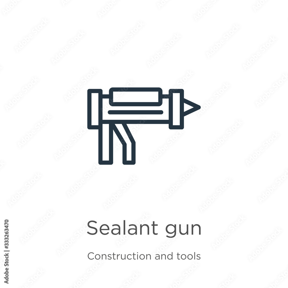 Aufkleber sealant gun icon. thin linear sealant gun outline icon isolated on white background from constructio