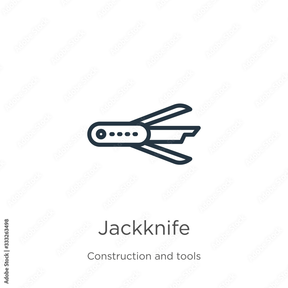 Aufkleber jackknife icon. thin linear jackknife outline icon isolated on white background from construction an