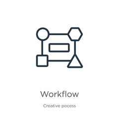 Workflow icon. Thin linear workflow outline icon isolated on white background from creative pocess collection. Line vector sign, symbol for web and mobile