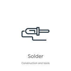 Solder icon. Thin linear solder outline icon isolated on white background from construction and tools collection. Line vector sign, symbol for web and mobile