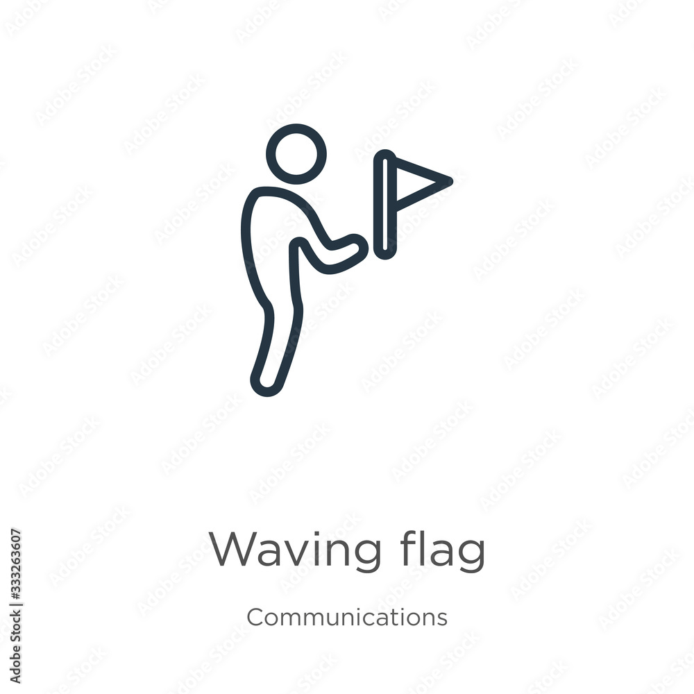 Aufkleber waving flag icon. thin linear waving flag outline icon isolated on white background from communicati