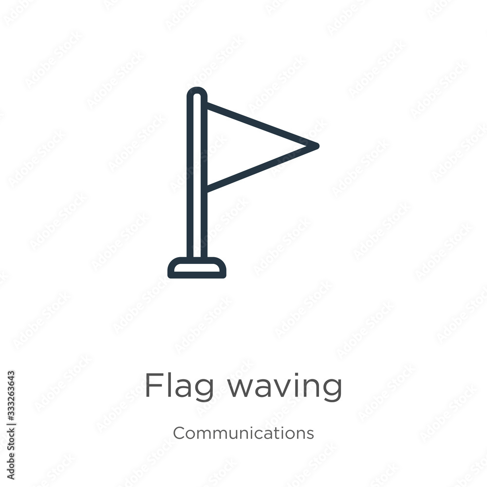 Aufkleber flag waving icon. thin linear flag waving outline icon isolated on white background from communicati