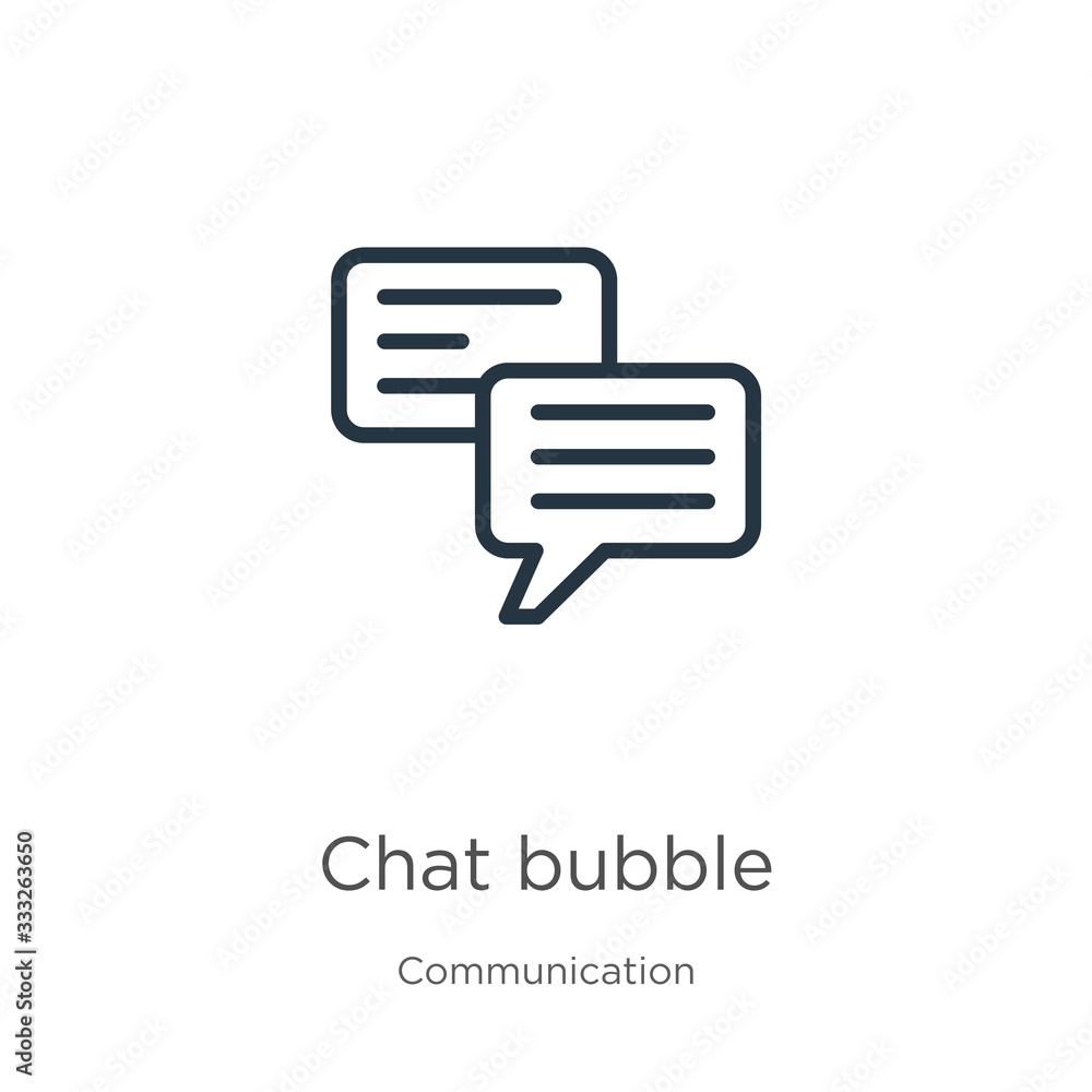 Poster chat bubble icon. thin linear chat bubble outline icon isolated on white background from communicati