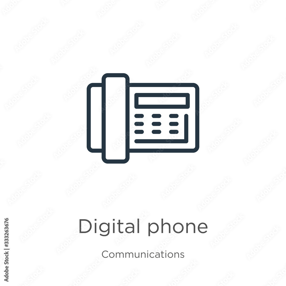 Aufkleber digital phone icon. thin linear digital phone outline icon isolated on white background from communi