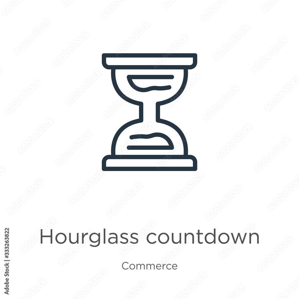 Poster hourglass countdown icon. thin linear hourglass countdown outline icon isolated on white background 