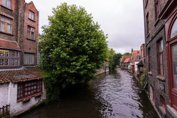 Fototapeta na wymiar 125/5000 Beautiful medieval city of Bruges in Belgium (Europe). Full of bridges and water channels, surrounded by fantastic buildings.