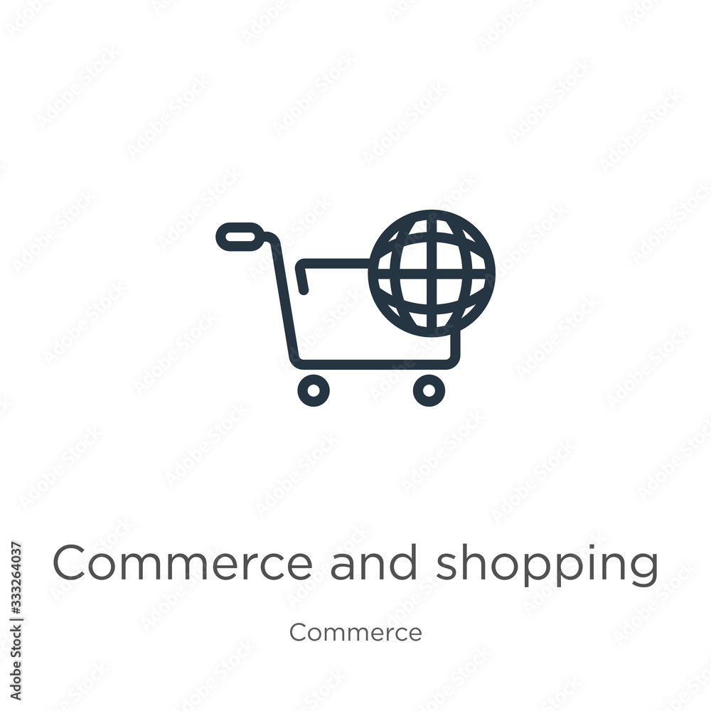 Aufkleber commerce and shopping icon. thin linear commerce and shopping outline icon isolated on white backgro