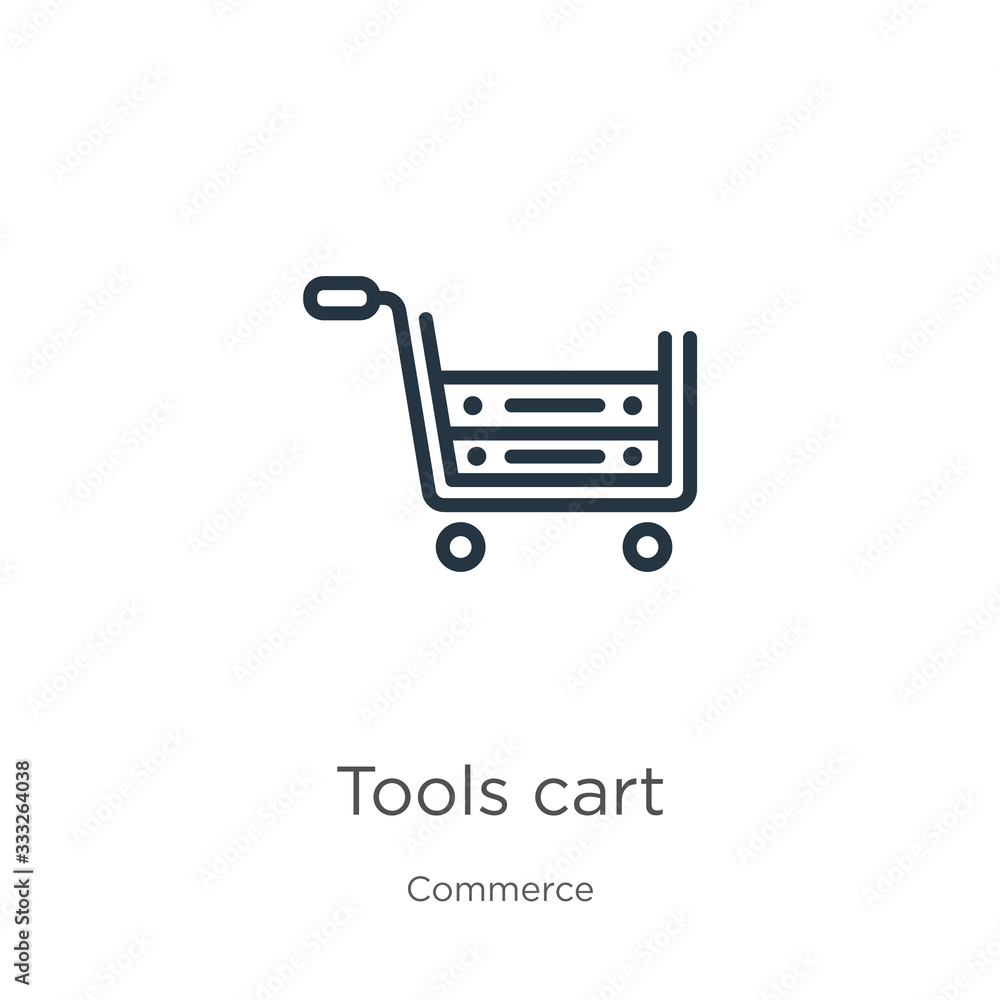 Aufkleber tools cart icon. thin linear tools cart outline icon isolated on white background from commerce coll