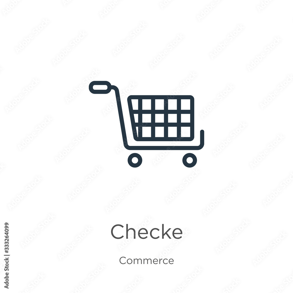 Poster checkered icon. thin linear checkered outline icon isolated on white background from commerce collec