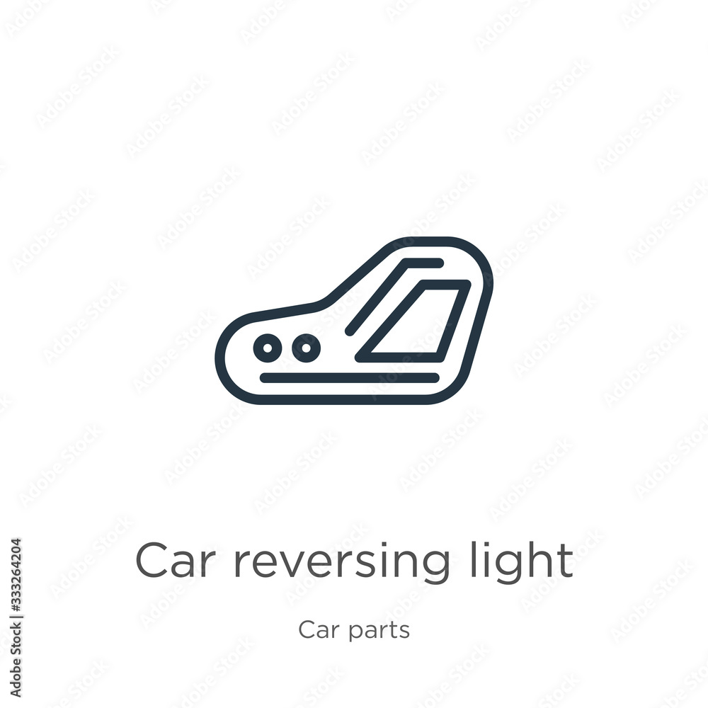 Poster car reversing light icon. thin linear car reversing light outline icon isolated on white background 