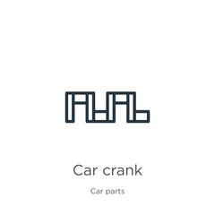 Car crank icon. Thin linear car crank outline icon isolated on white background from car parts collection. Line vector sign, symbol for web and mobile