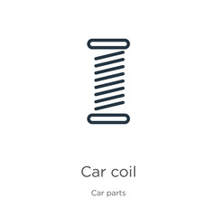 Car coil icon. Thin linear car coil outline icon isolated on white background from car parts collection. Line vector sign, symbol for web and mobile