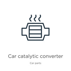 Car catalytic converter icon. Thin linear car catalytic converter outline icon isolated on white background from car parts collection. Line vector sign, symbol for web and mobile
