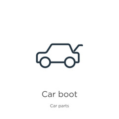 Car boot icon. Thin linear car boot outline icon isolated on white background from car parts collection. Line vector sign, symbol for web and mobile