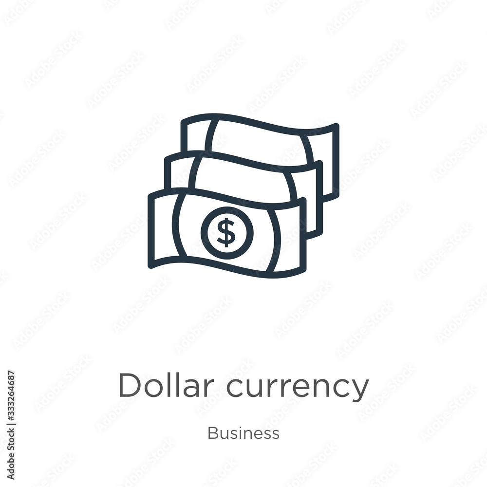 Aufkleber dollar currency icon. thin linear dollar currency outline icon isolated on white background from bus