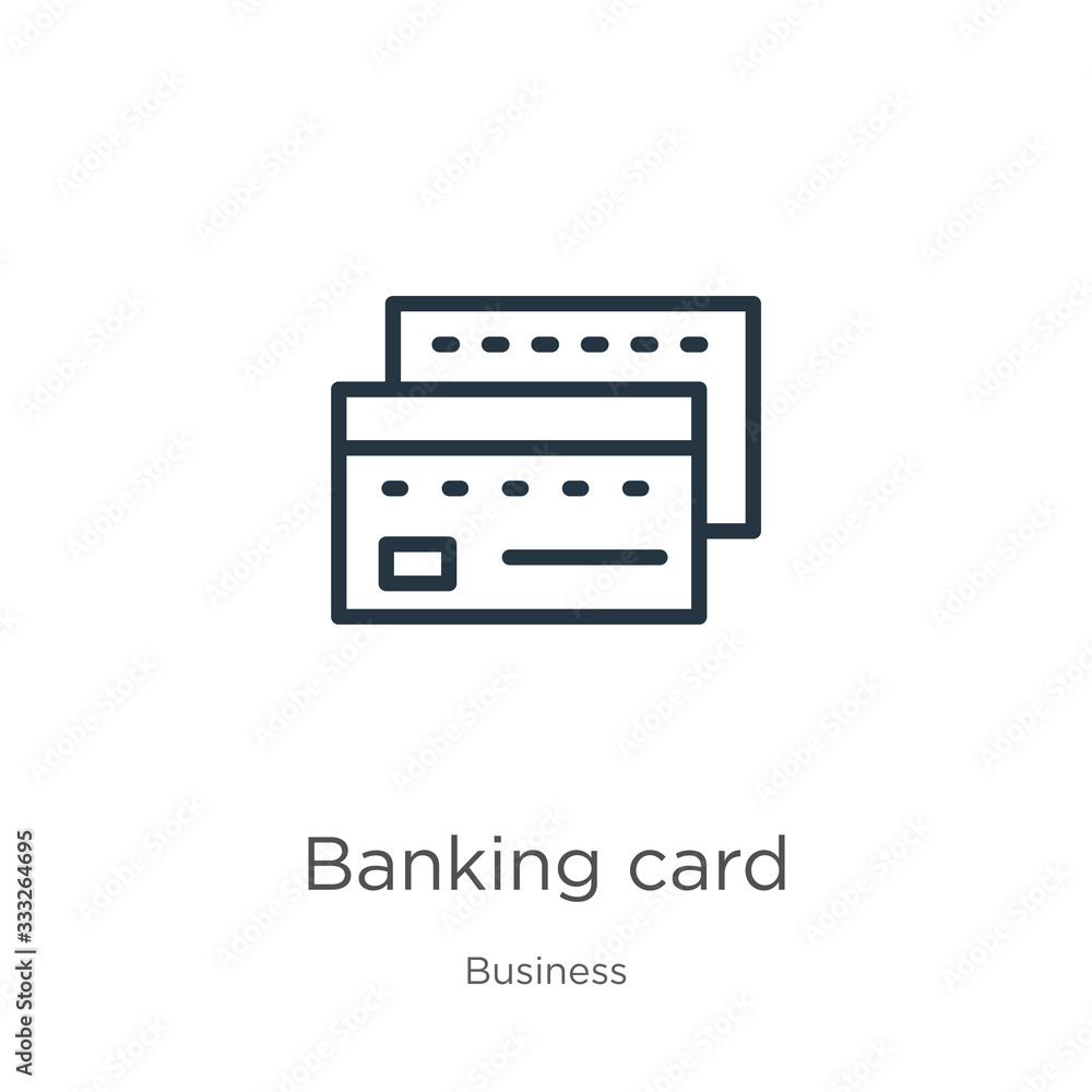 Aufkleber banking card icon. thin linear banking card outline icon isolated on white background from business 