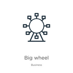 Big wheel icon. Thin linear big wheel outline icon isolated on white background from business collection. Line vector sign, symbol for web and mobile