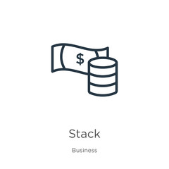 Stack icon. Thin linear stack outline icon isolated on white background from business collection. Line vector sign, symbol for web and mobile