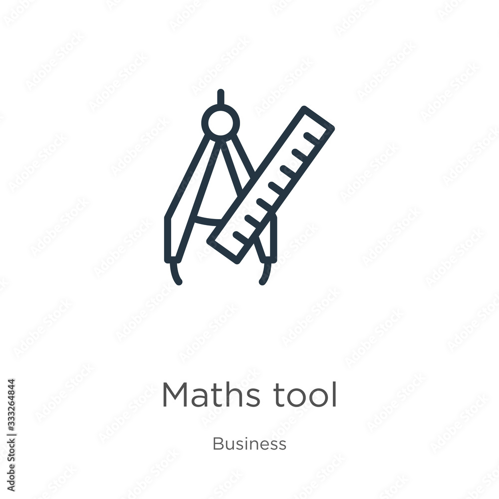 Poster maths tool icon. thin linear maths tool outline icon isolated on white background from business coll