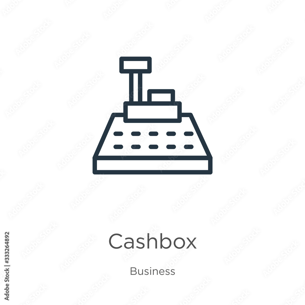 Aufkleber cashbox icon. thin linear cashbox outline icon isolated on white background from business collection