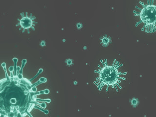 Coronavirus 2019-nCov novel coronavirus concept resposible for asian flu outbreak and coronaviruses influenza as dangerous flu strain cases as a pandemic. Microscope virus close up. 3d rendering