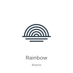Rainbow icon. Thin linear rainbow outline icon isolated on white background from brazilia collection. Line vector sign, symbol for web and mobile