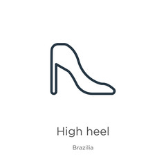 High heel icon. Thin linear high heel outline icon isolated on white background from brazilia collection. Line vector sign, symbol for web and mobile