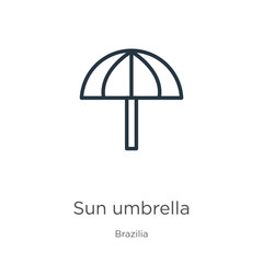 Sun umbrella icon. Thin linear sun umbrella outline icon isolated on white background from brazilia collection. Line vector sign, symbol for web and mobile