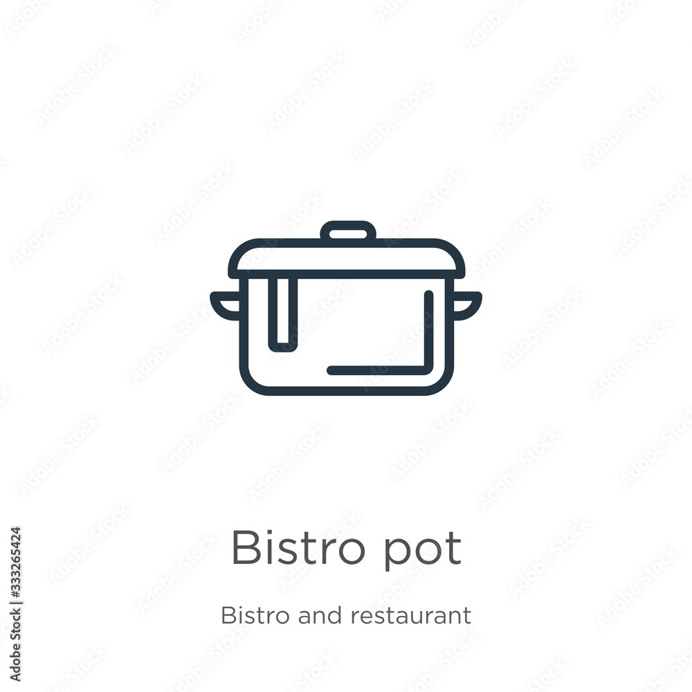 Poster bistro pot icon. thin linear bistro pot outline icon isolated on white background from bistro and re