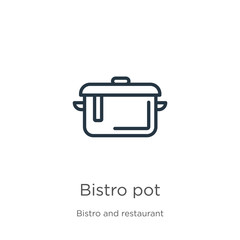 Bistro pot icon. Thin linear bistro pot outline icon isolated on white background from bistro and restaurant collection. Line vector sign, symbol for web and mobile