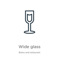 Wide glass icon. Thin linear wide glass outline icon isolated on white background from bistro and restaurant collection. Line vector sign, symbol for web and mobile
