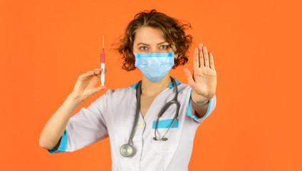 Stop epidemic. Vaccination concept. Free vaccination program. Health care in hospital. Doctor...