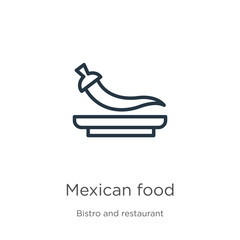 Mexican food icon. Thin linear mexican food outline icon isolated on white background from bistro and restaurant collection. Line vector sign, symbol for web and mobile