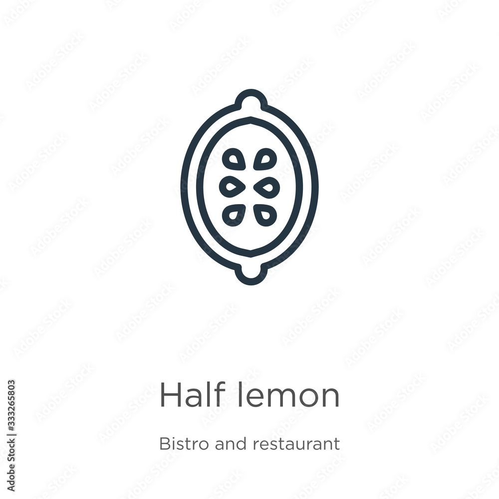 Poster half lemon icon. thin linear half lemon outline icon isolated on white background from bistro and re