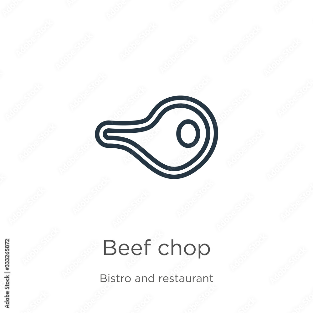 Poster beef chop icon. thin linear beef chop outline icon isolated on white background from bistro and rest