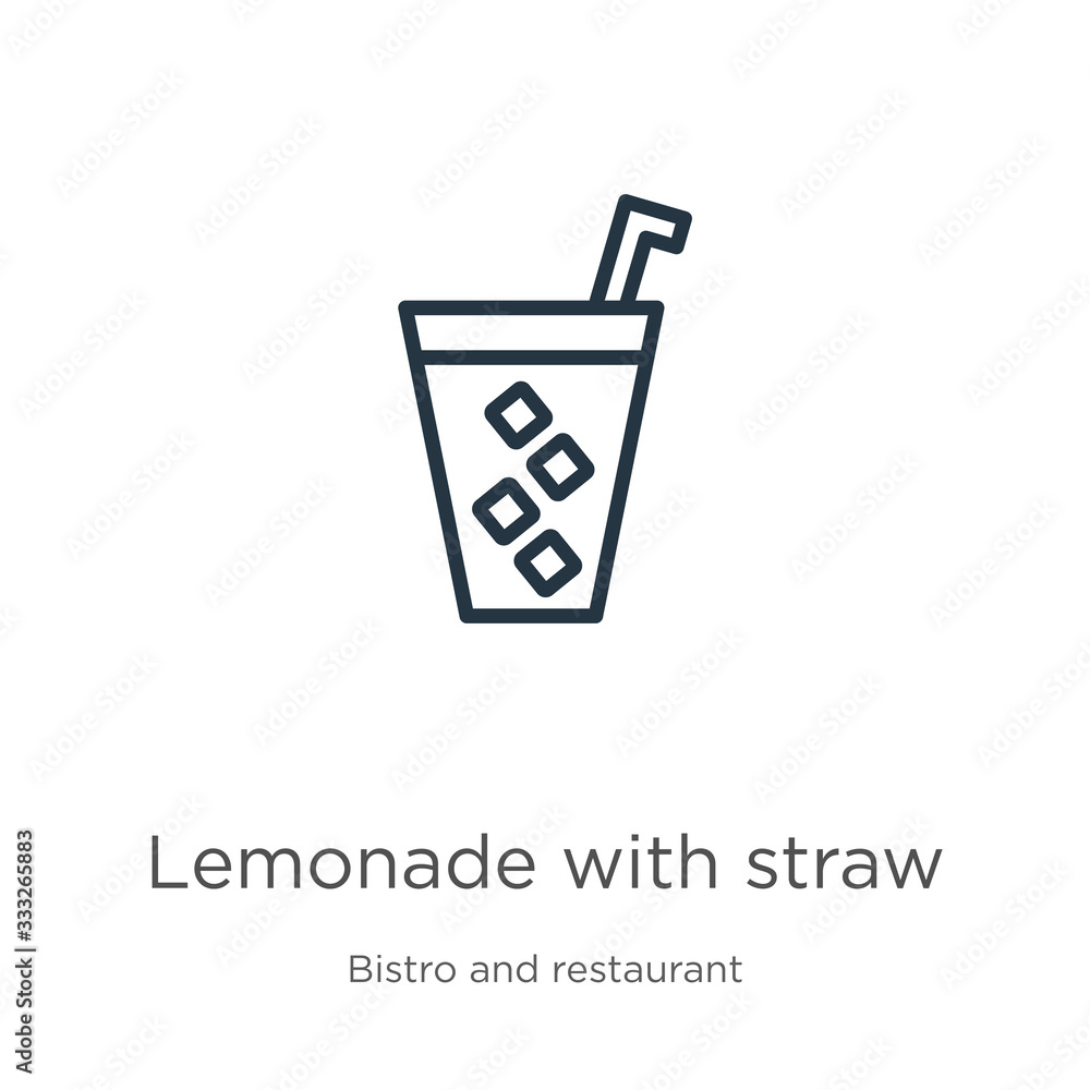 Aufkleber lemonade with straw icon. thin linear lemonade with straw outline icon isolated on white background 