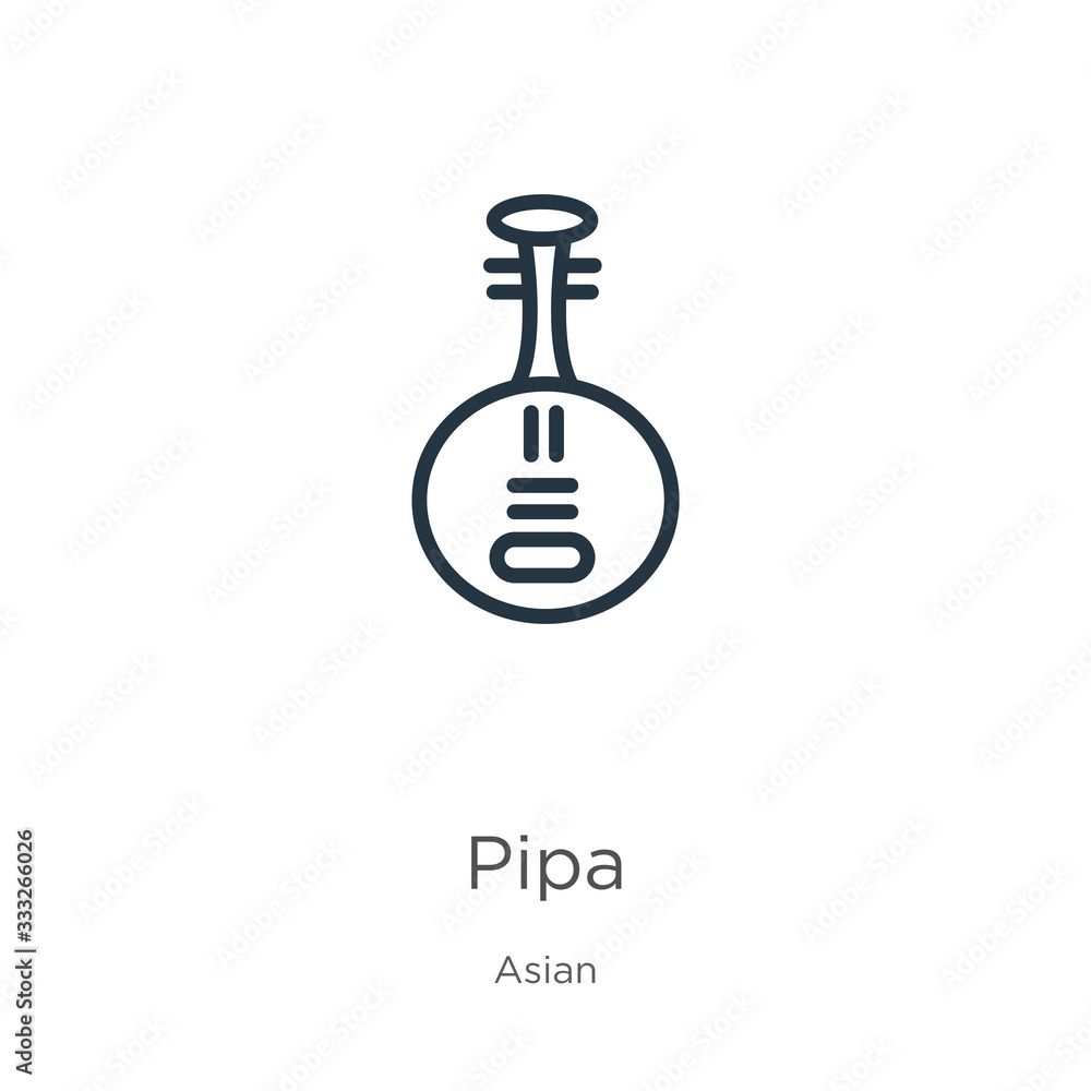 Aufkleber pipa icon. thin linear pipa outline icon isolated on white background from asian collection. line ve