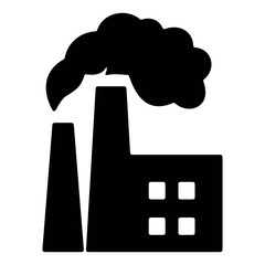 Industrial plant icon. Factory, mill building sign. Environmental pollution symbol. Ecology concept.