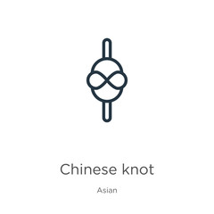 Fototapeta premium Chinese knot icon. Thin linear chinese knot outline icon isolated on white background from asian collection. Line vector sign, symbol for web and mobile