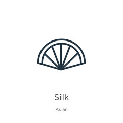 Silk icon. Thin linear silk outline icon isolated on white background from asian collection. Line vector sign, symbol for web and mobile