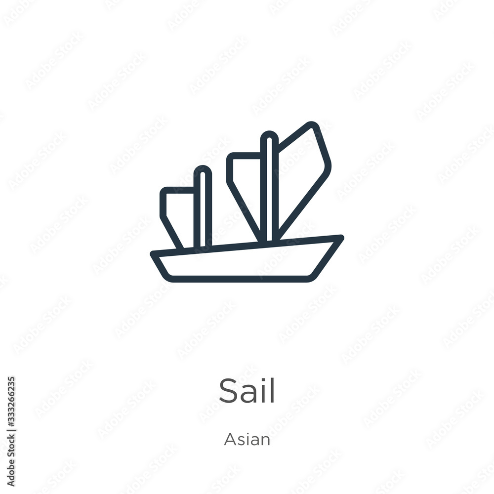 Aufkleber sail icon. thin linear sail outline icon isolated on white background from asian collection. line ve