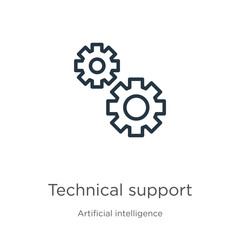 Technical support icon. Thin linear technical support outline icon isolated on white background from big data collection. Line vector sign, symbol for web and mobile