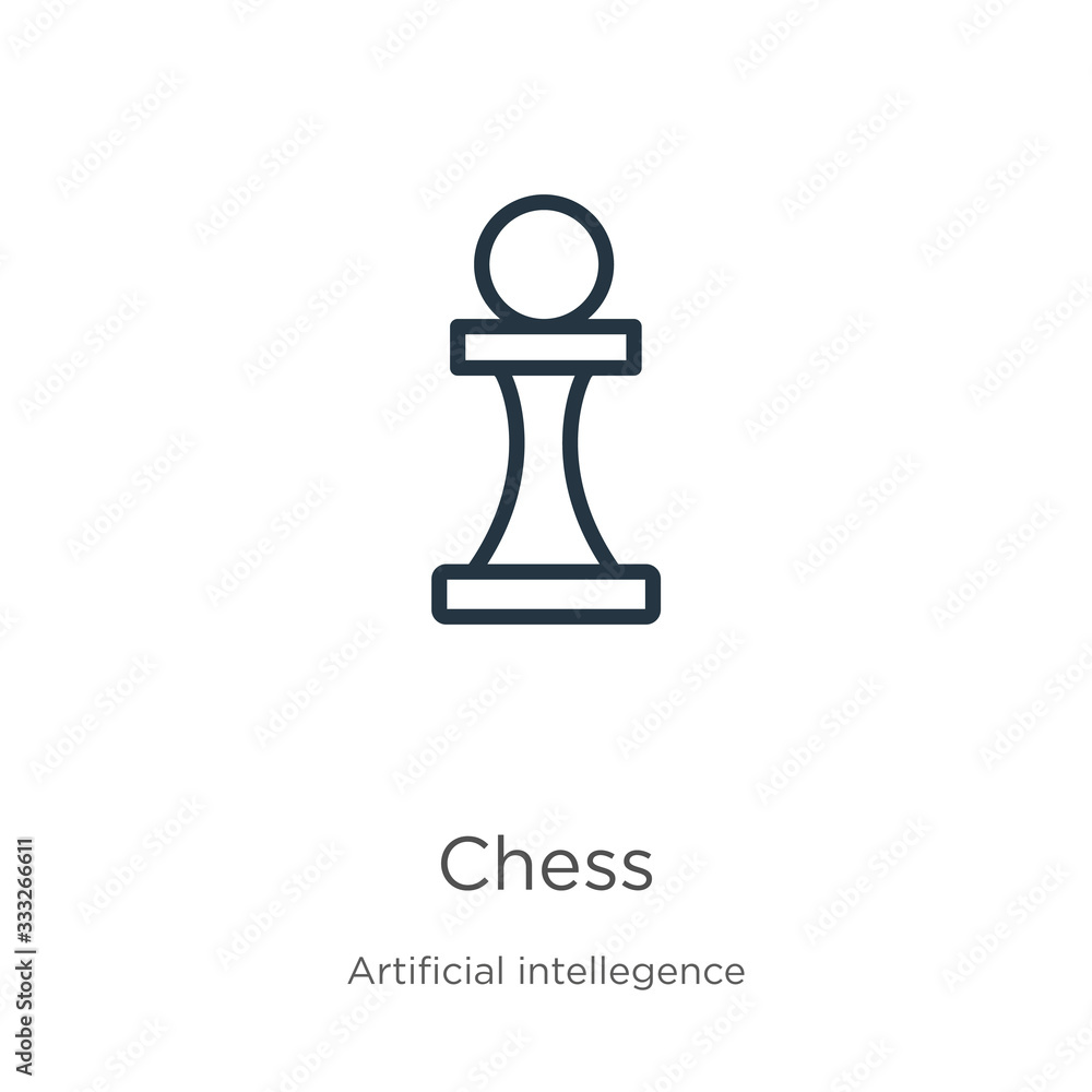 Poster chess icon. thin linear chess outline icon isolated on white background from artificial intelligence