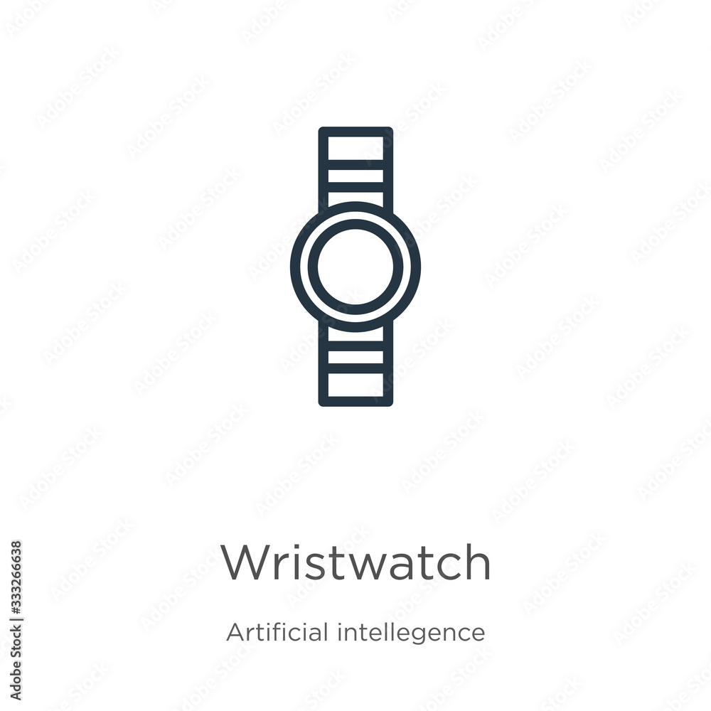 Poster wristwatch icon. thin linear wristwatch outline icon isolated on white background from artificial in