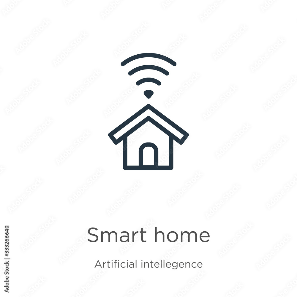 Poster smart home icon. thin linear smart home outline icon isolated on white background from artificial in